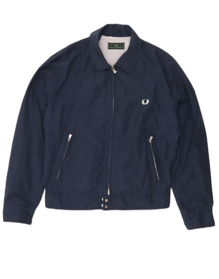 Jaqueta bomber masculina FRED PERRY Reino Unido 40 grande algodão azul marinho