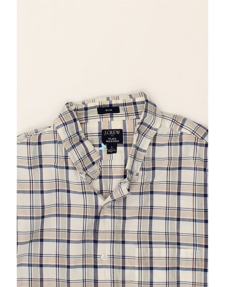 J. CREW Mens Flex Washed Slim Fit Shirt Large Grey Check Cotton Vintage J. Crew and Second-Hand J. Crew from Messina Hembry 