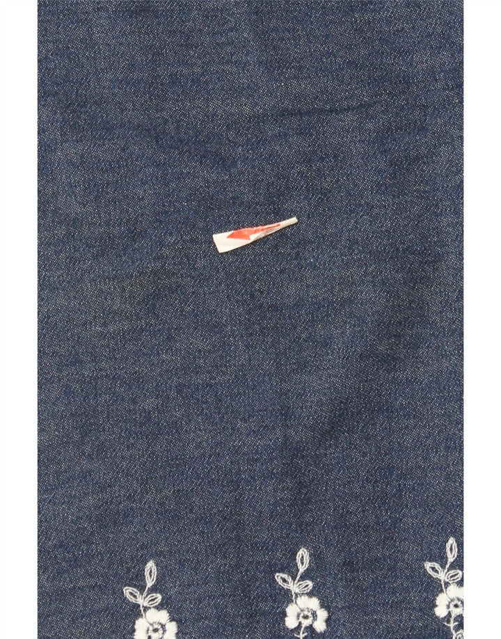 Saia jeans feminina Marks & Spencer W28 médio azul marinho floral
