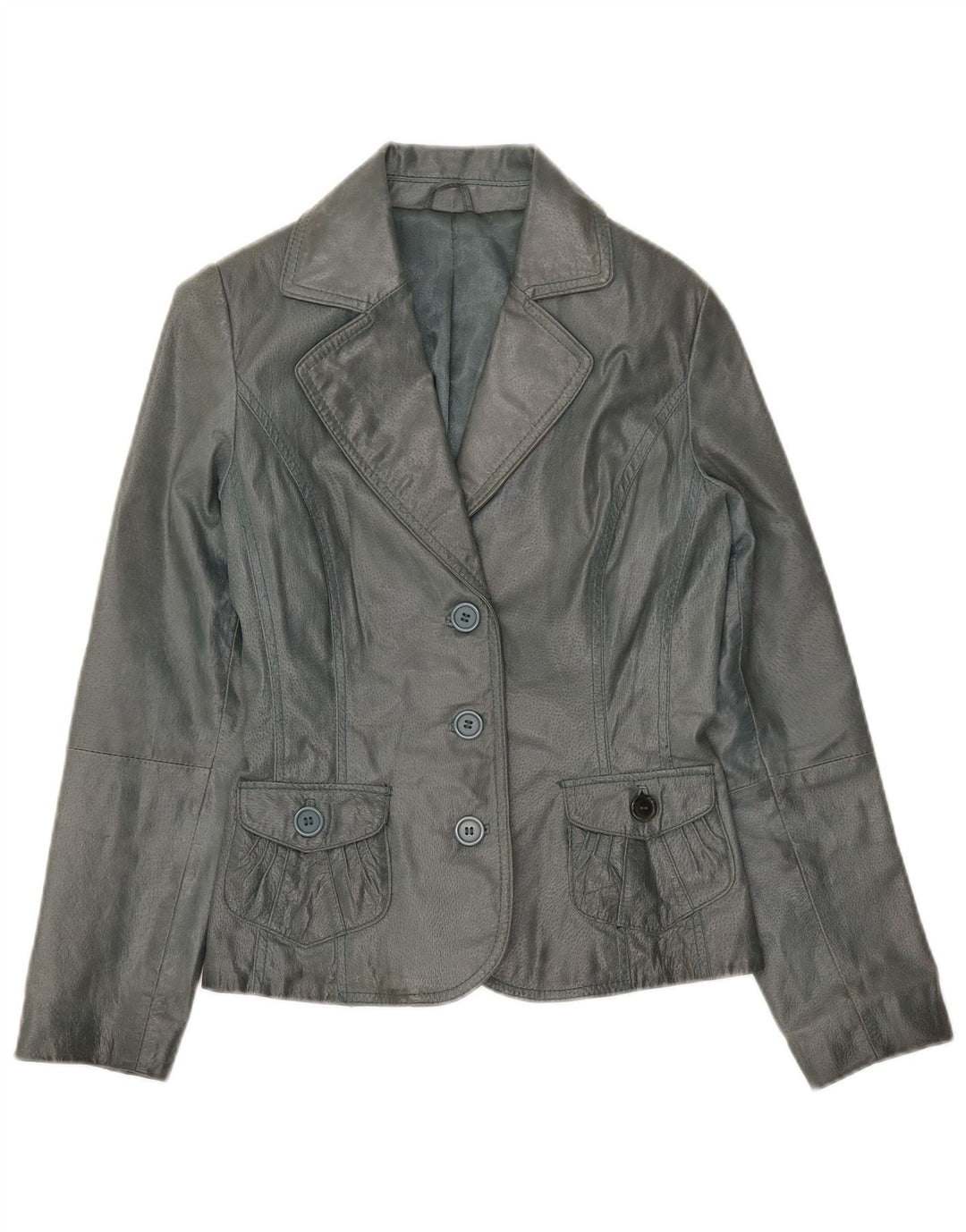 Jaqueta Blazer Vintage Feminina com 3 Botões UK 10 Pequena Cinza
