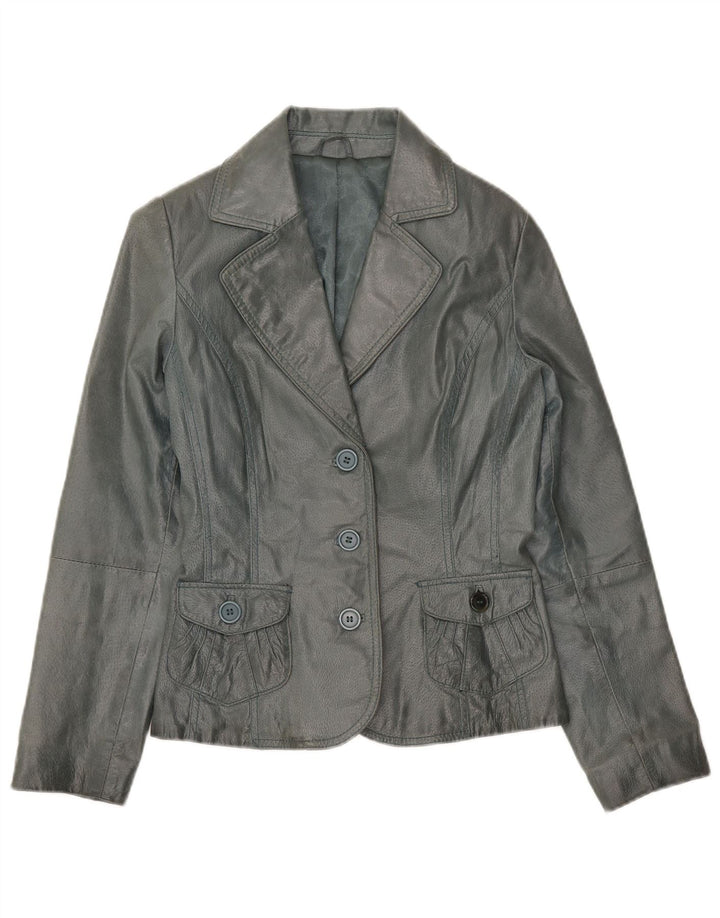 Jaqueta Blazer Vintage Feminina com 3 Botões UK 10 Pequena Cinza