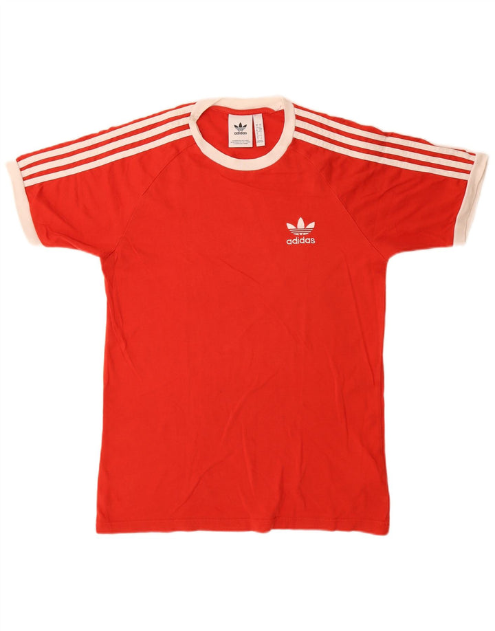 Adidas Mens T-Shirt Top Pequeno Algodão Vermelho