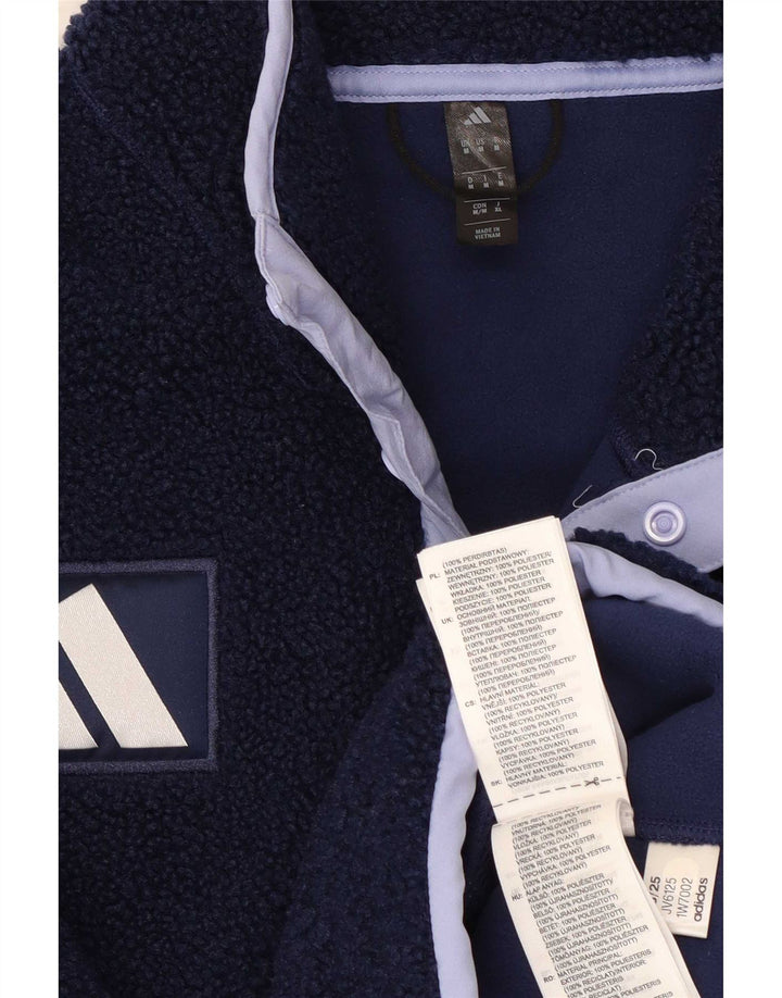 Adidas Mens Team GB Button Neck Fleece Jumper Médio Azul Marinho Colourblock