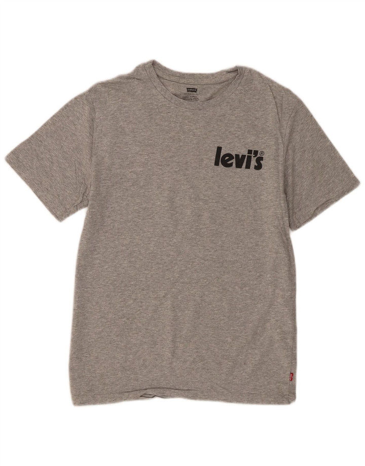 Camiseta gráfica masculina Levi's Top pequeno algodão manchado cinza