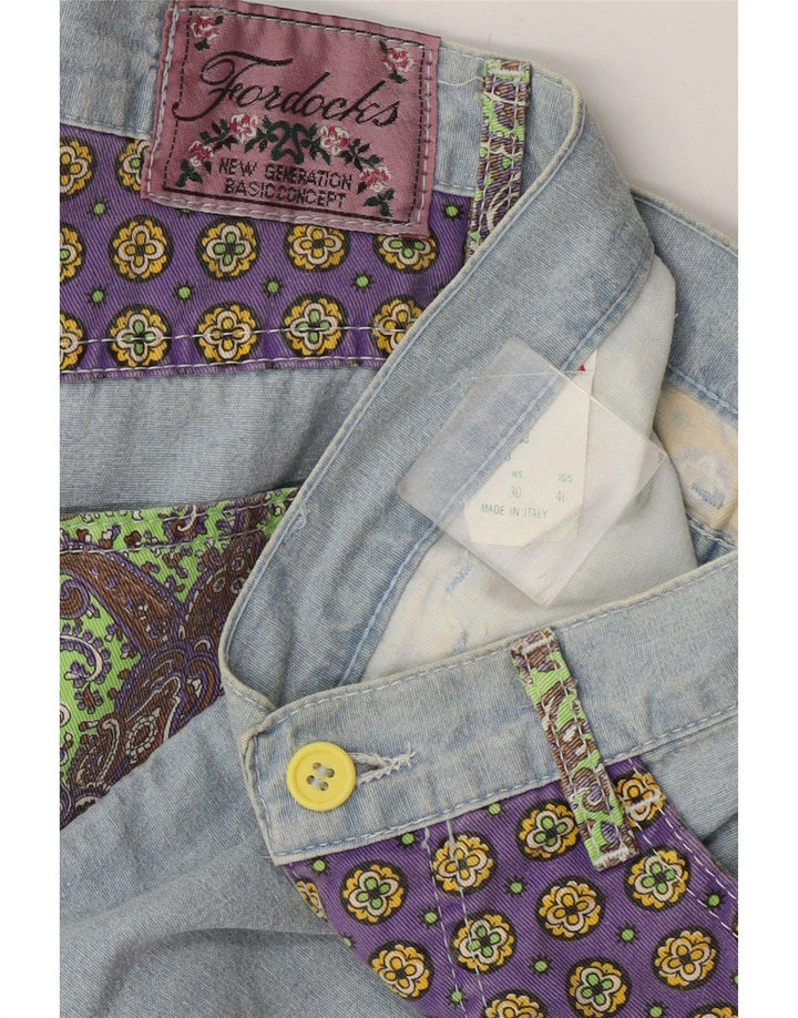 Bermuda masculina Fordocks IT 46 pequena W30 azul patchwork algodão