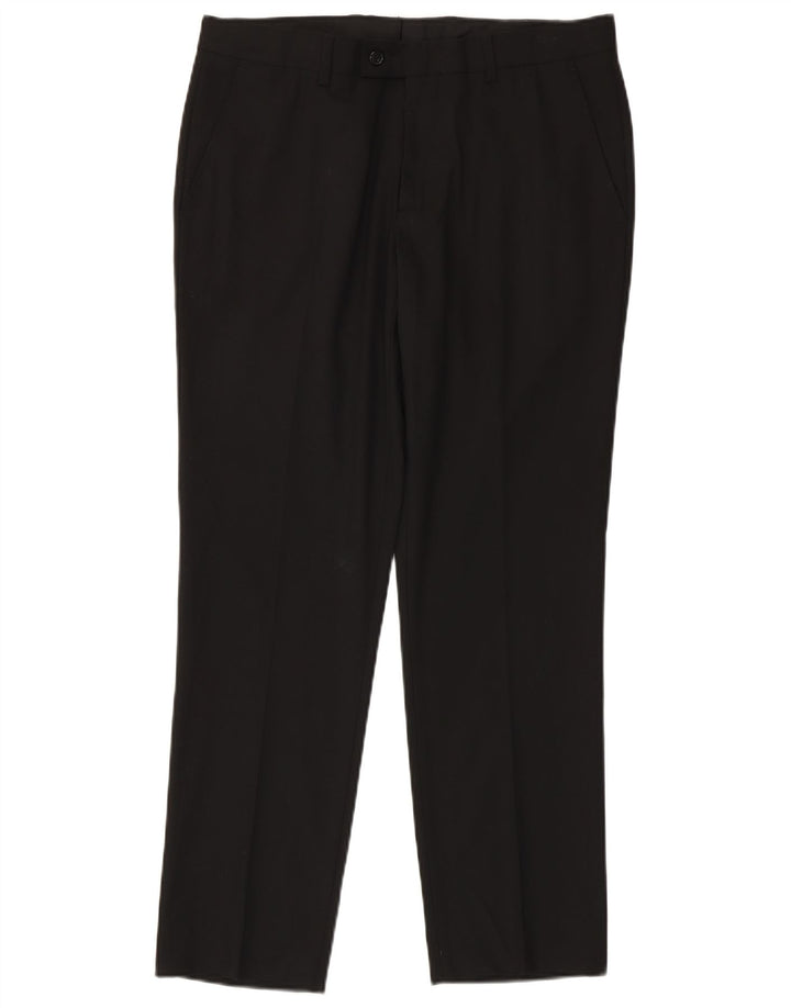 Zara Mens Straight Suit Calças EU 40 Médio W31 L30 Poliéster Preto