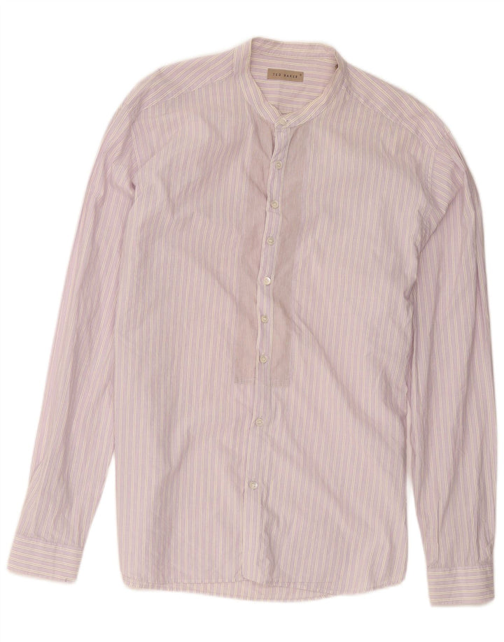 Camisa masculina Ted Baker tamanho 6 2XL algodão listrado rosa