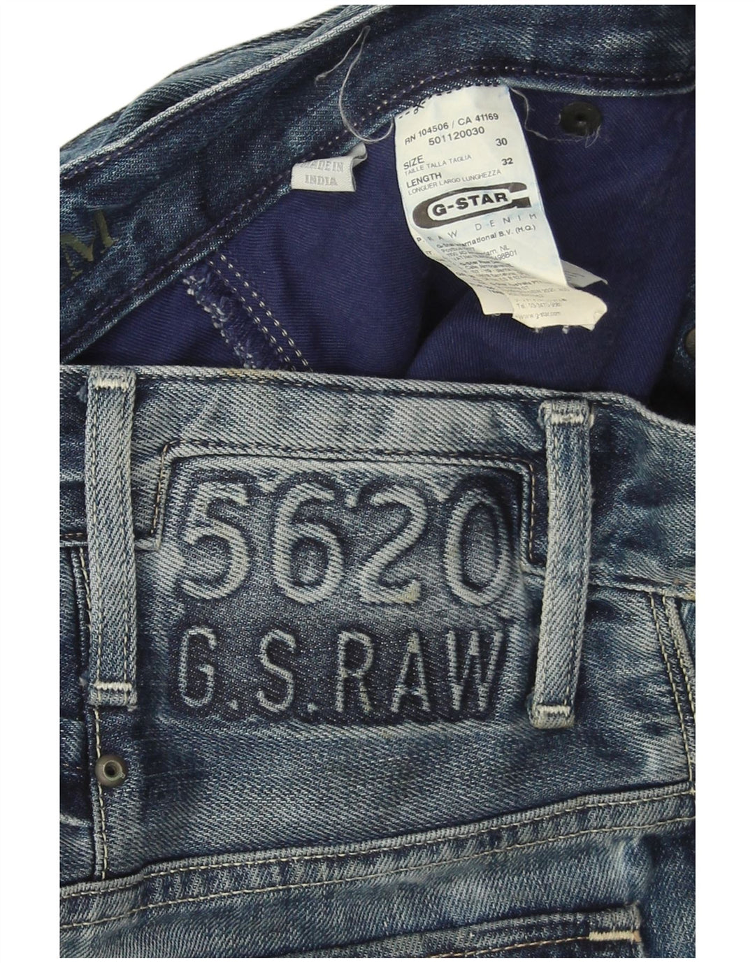 G-Star Mens Graphic Straight Jeans W30 L32 Azul Algodão