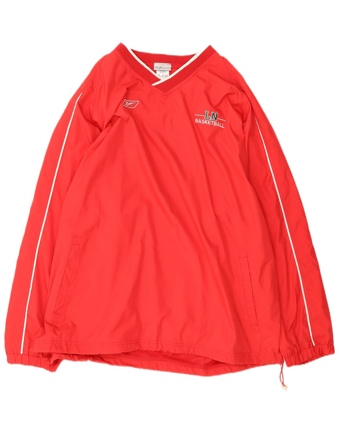 Reebok Mens Graphic Pullover Treino Top 2XL Listrado Vermelho Poliéster Esportes