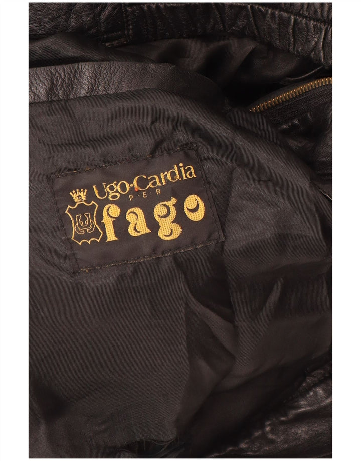 Jaqueta de couro masculina vintage UK 42 XL couro preto