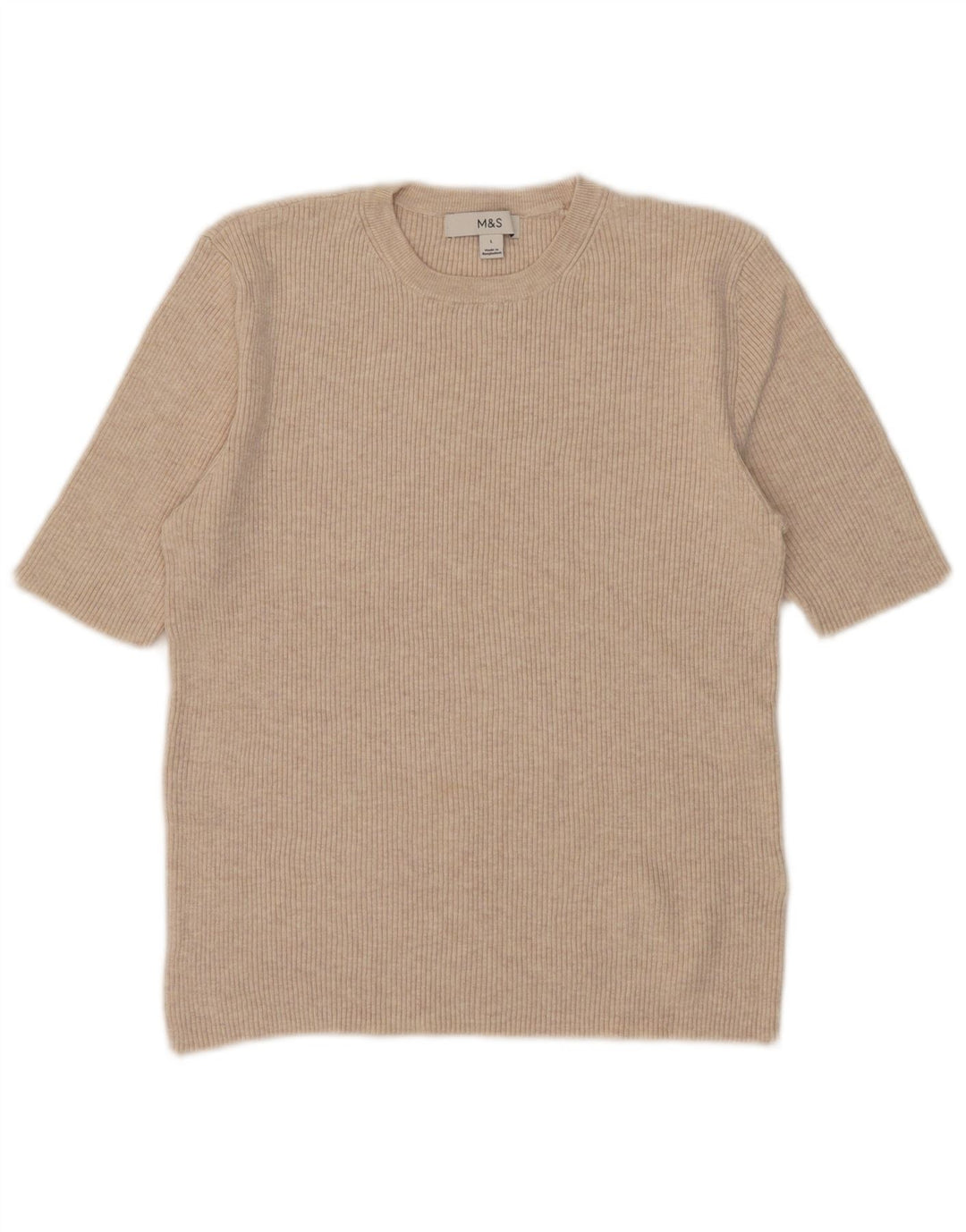 Camiseta feminina MARKS & SPENCER UK 14 grande bege viscose