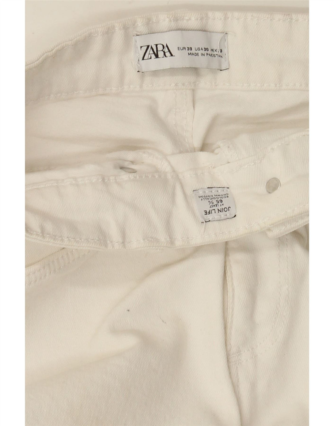 Zara Jeans feminino queimado EU 38 pequeno W28 L26 algodão branco