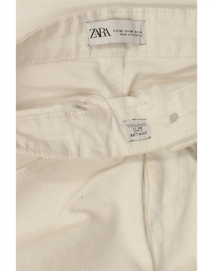 Zara Jeans feminino queimado EU 38 pequeno W28 L26 algodão branco