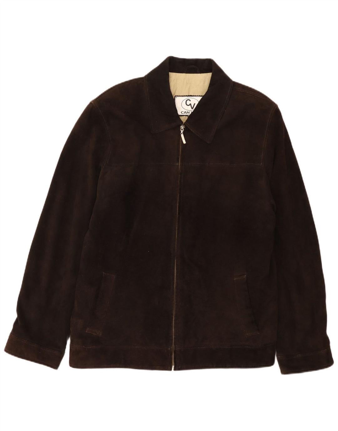 Jaqueta bomber masculina vintage de camurça Reino Unido 40 grande couro marrom