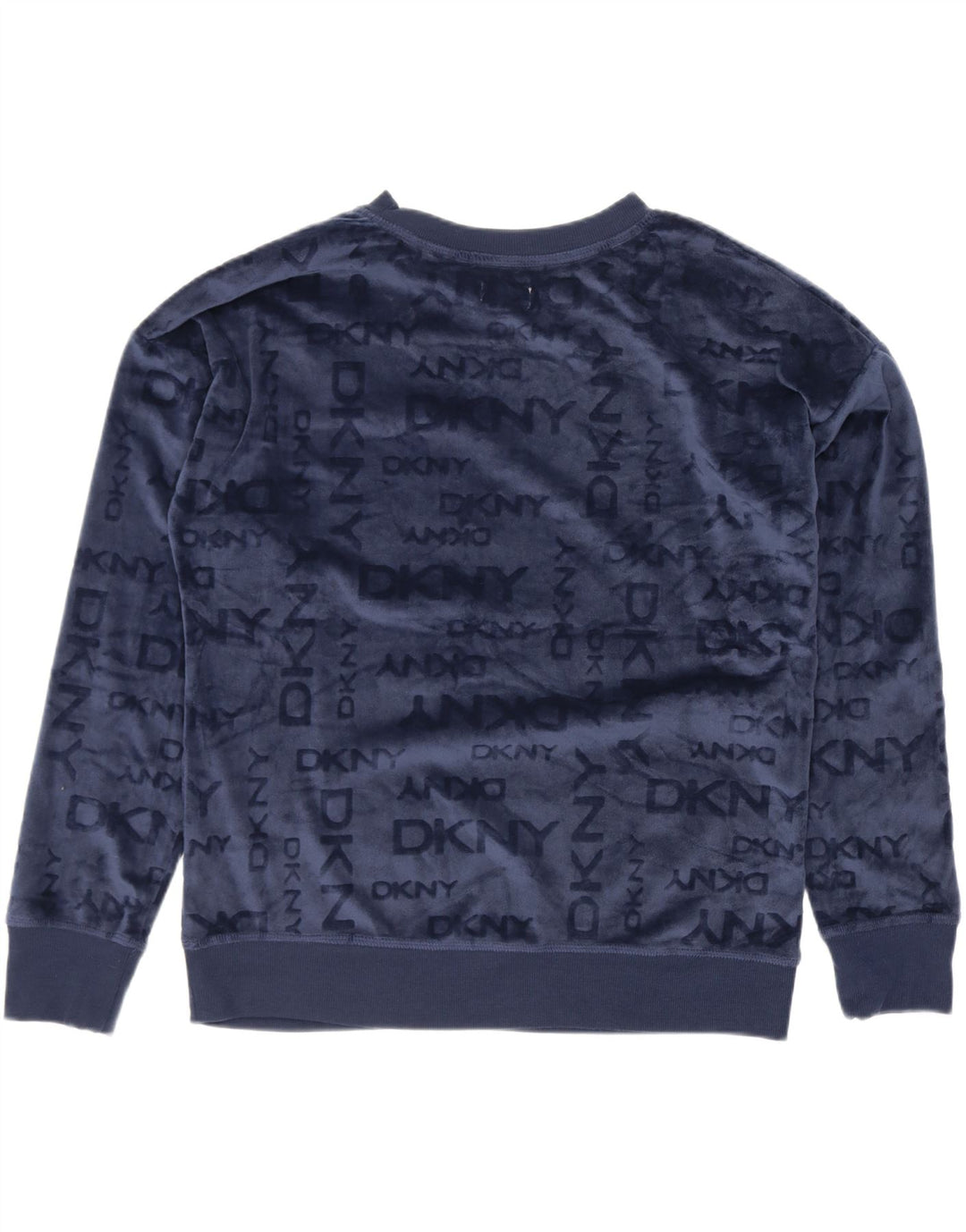 Suéter feminino Dkny com estampa gráfica grande Reino Unido 10 pequeno azul marinho