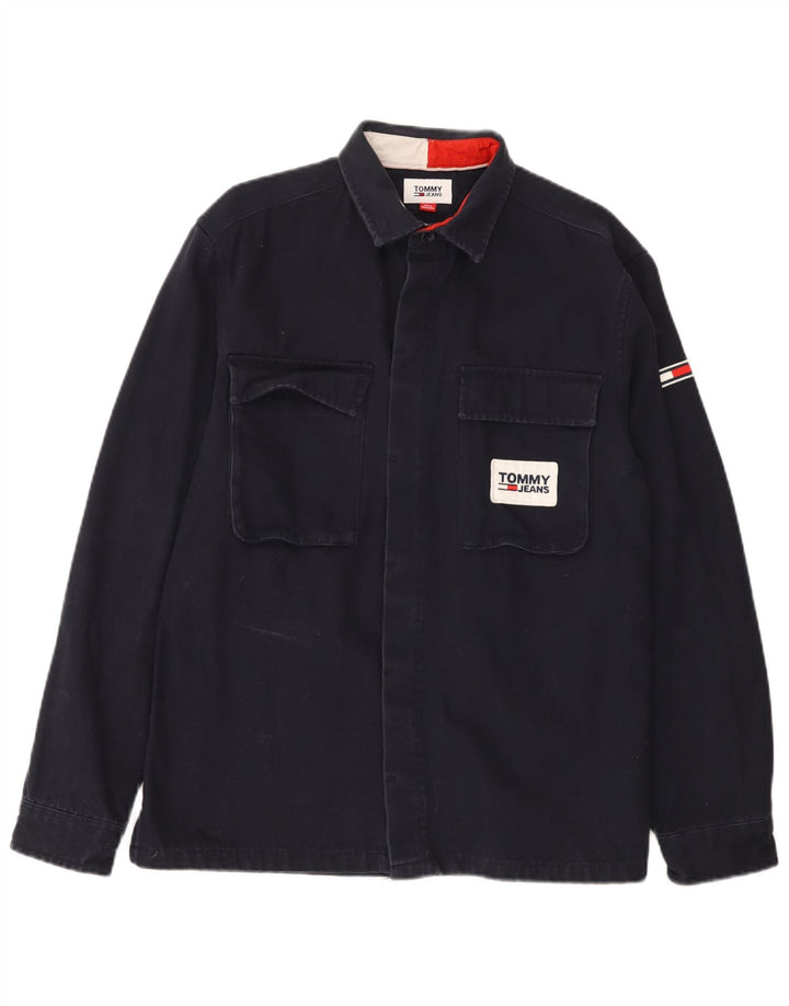 Camisa masculina Tommy Hilfiger Graphic Lumberjack médio algodão azul marinho