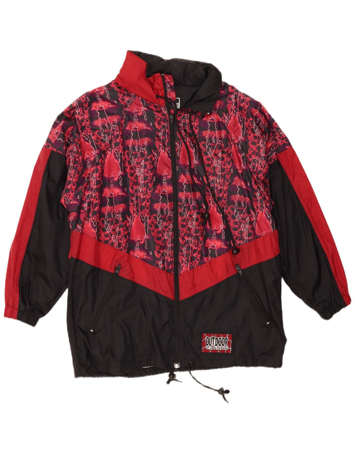 Jaqueta de chuva masculina Linea Primero Padrão abstrato solto ajuste Reino Unido 36 pequena preta