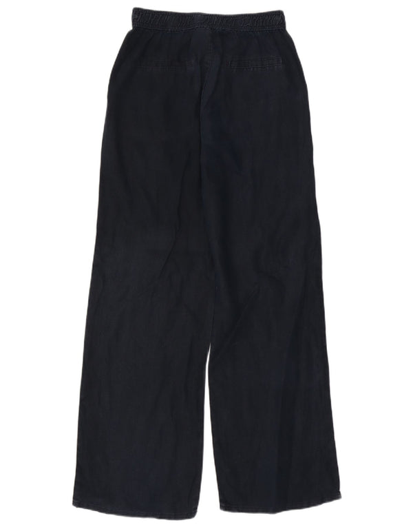 Calça chino feminina Marks & Spencer com perna larga UK 8 pequena W26 L30 azul marinho