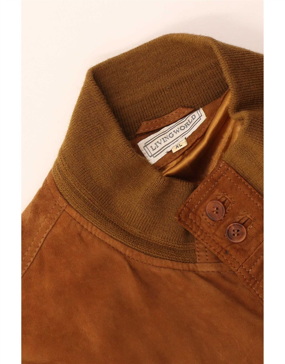 Jaqueta bomber masculina de camurça Living World Reino Unido 42 XL bege