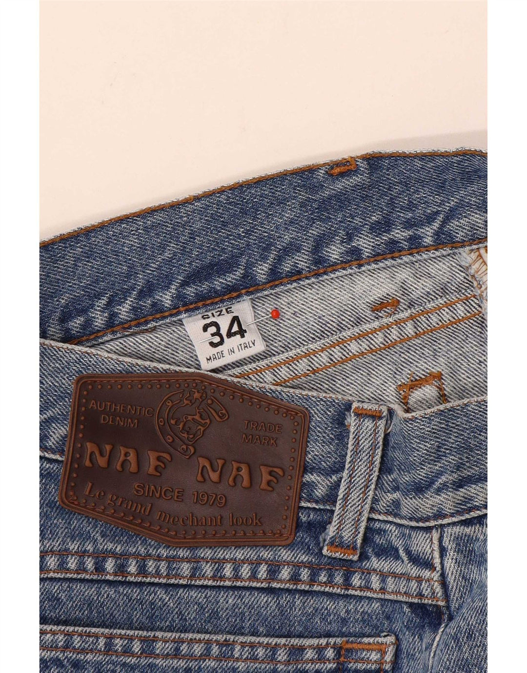 Calça jeans reta masculina Naf W34 L30 algodão azul