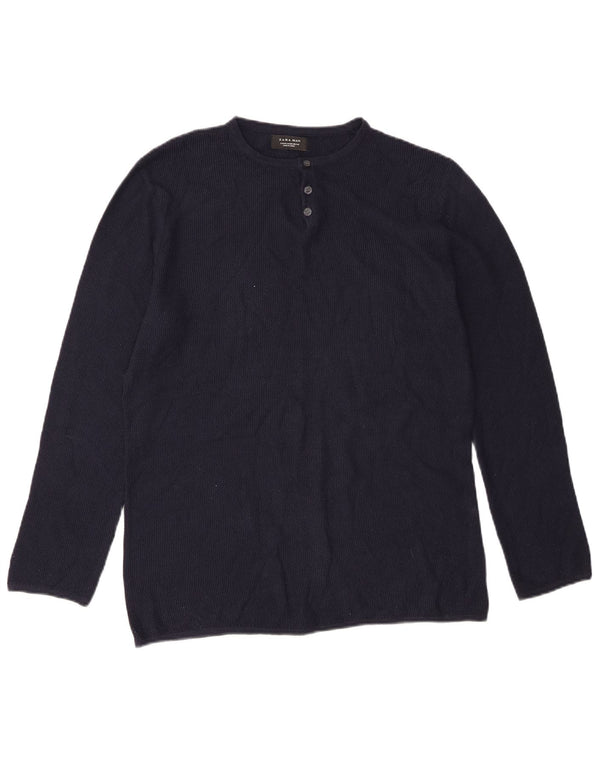 Zara Top masculino manga comprida médio azul marinho