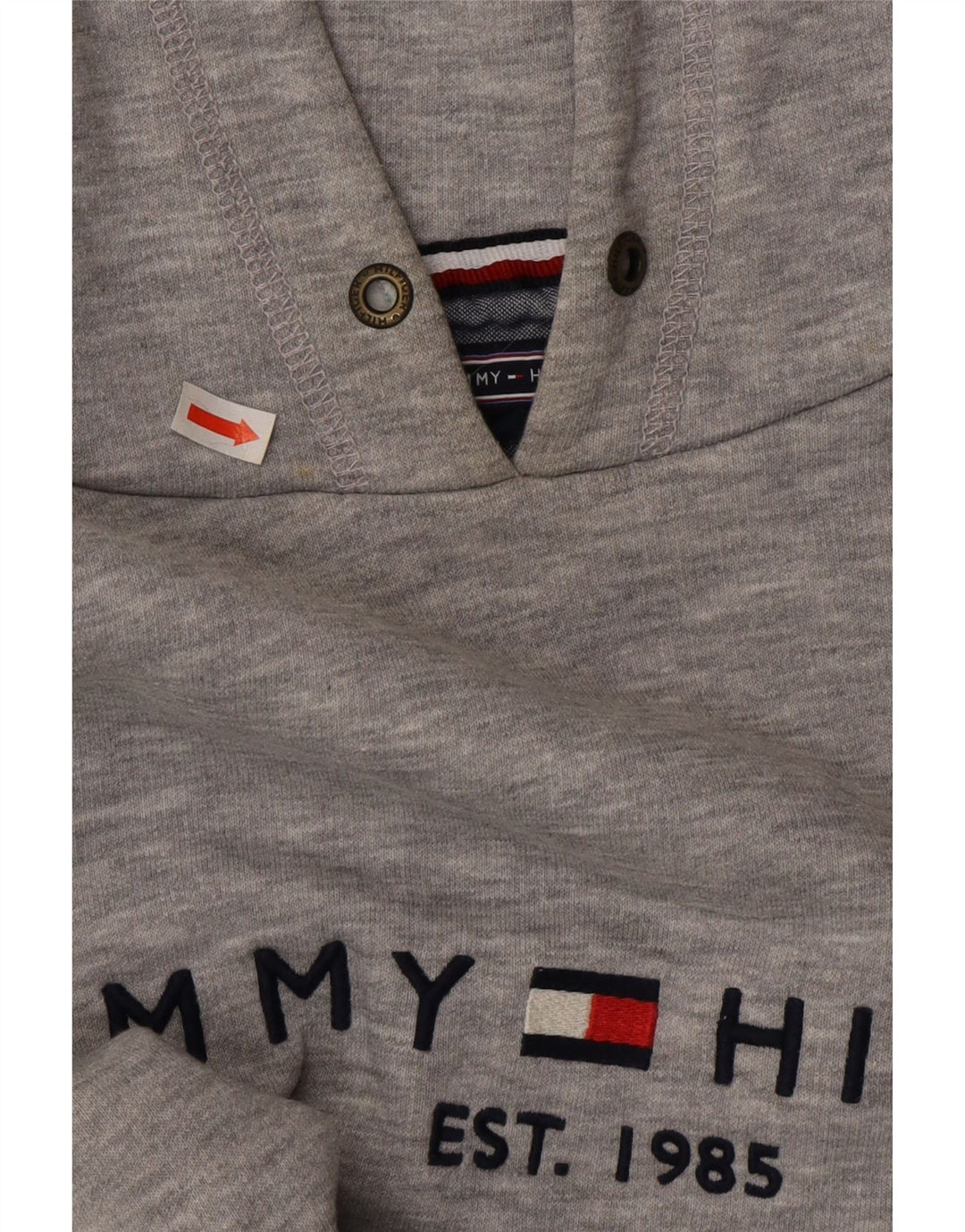 TOMMY HILFIGER Mens Graphic Hoodie Jumper Medium Grey Vintage Tommy Hilfiger and Second-Hand Tommy Hilfiger from Messina Hembry 