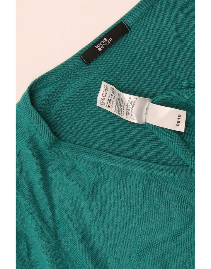 Suéter feminino Marks & Spencer com decote em V Reino Unido 12 acrílico verde médio