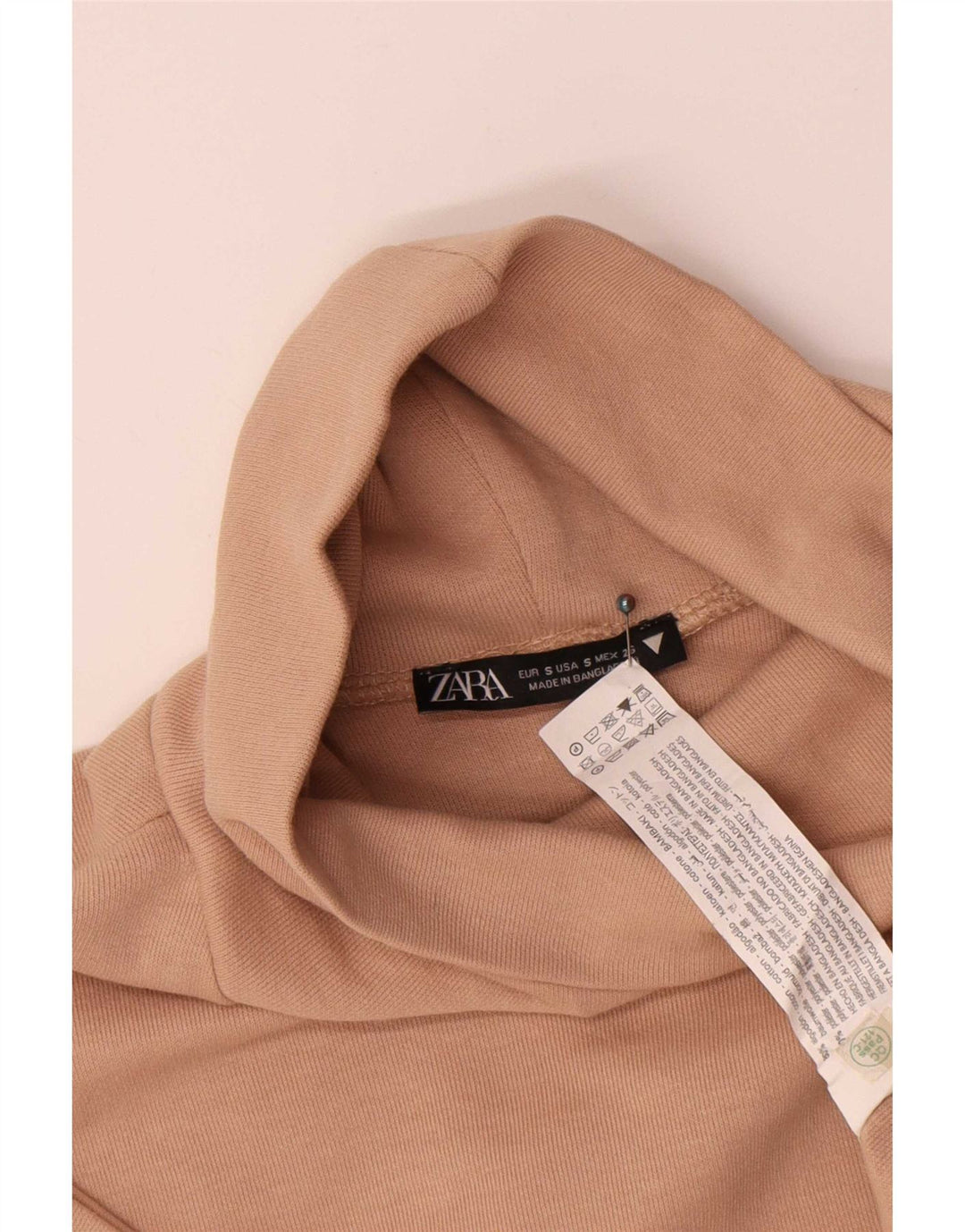 Vestido feminino Zara Shift UK 10 pequeno algodão bege