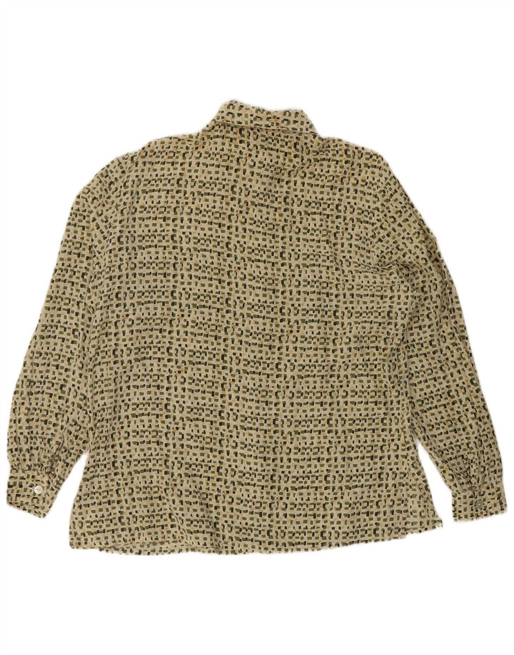 Camisa feminina CHERIE UK 16 grande verde geométrica