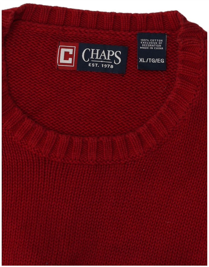 Suéter masculino CHAPS com gola redonda XL algodão vermelho