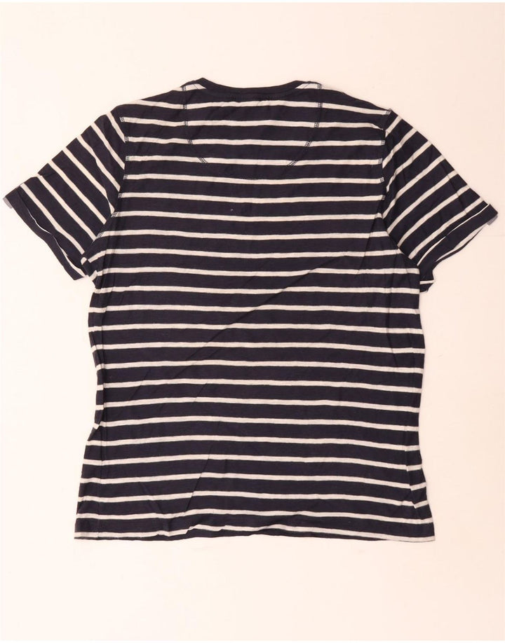Camiseta masculina Jack & Jones grande listrada azul marinho