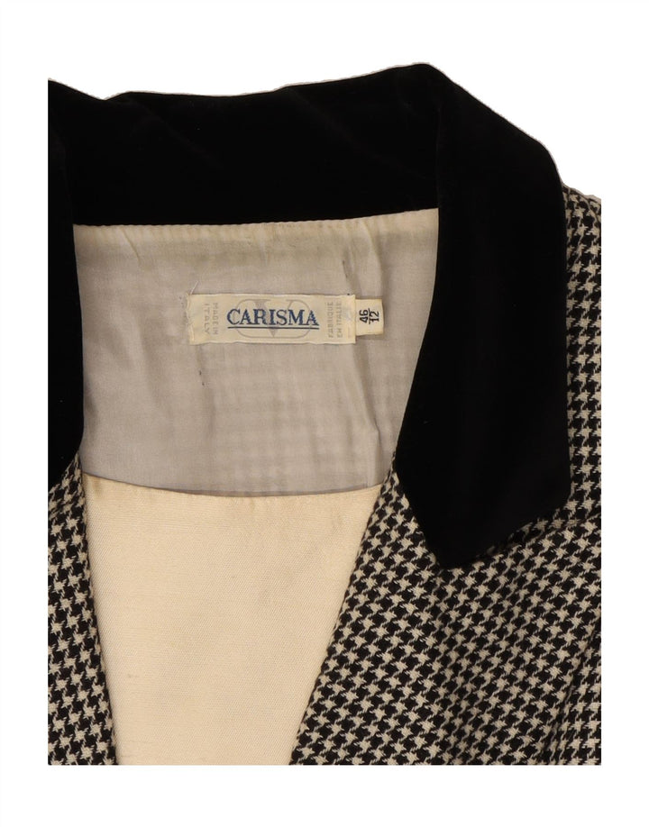 VALENTINO Womens Overcoat IT 46 Large Black Houndstooth Vintage Valentino and Second-Hand Valentino from Messina Hembry 