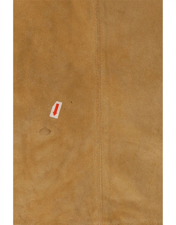 Minissaia feminina VINTAGE de camurça média W28 couro bege