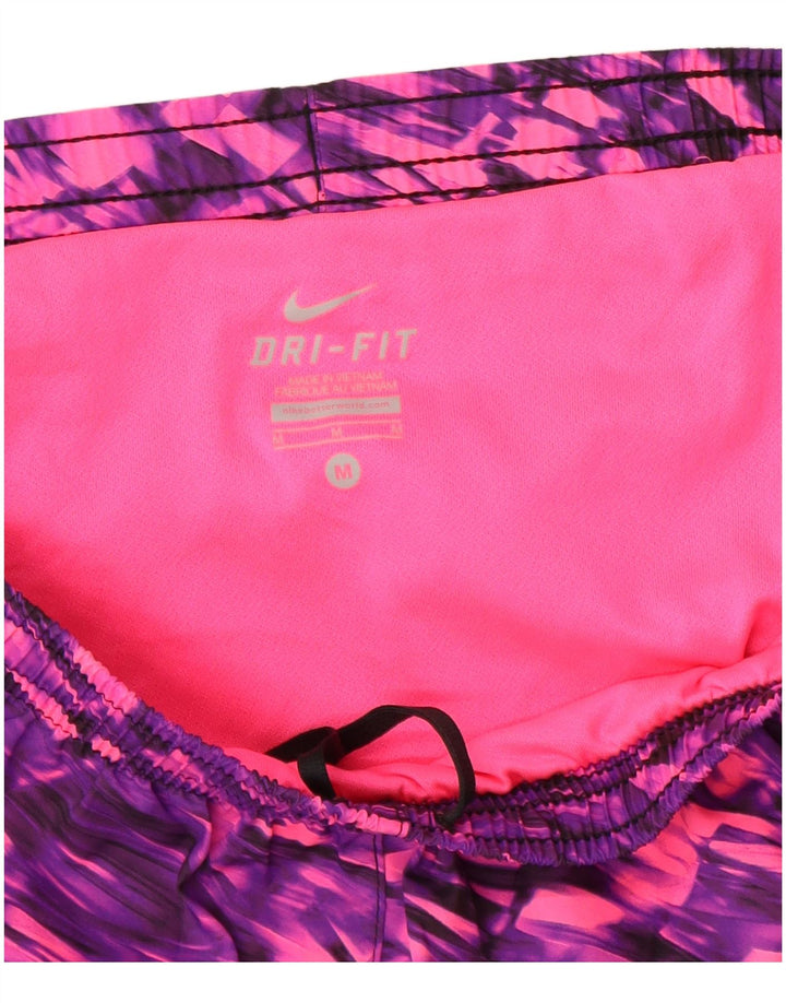 Shorts esportivos femininos Nike Dri Fit UK 14 médio roxo colorblock poliéster