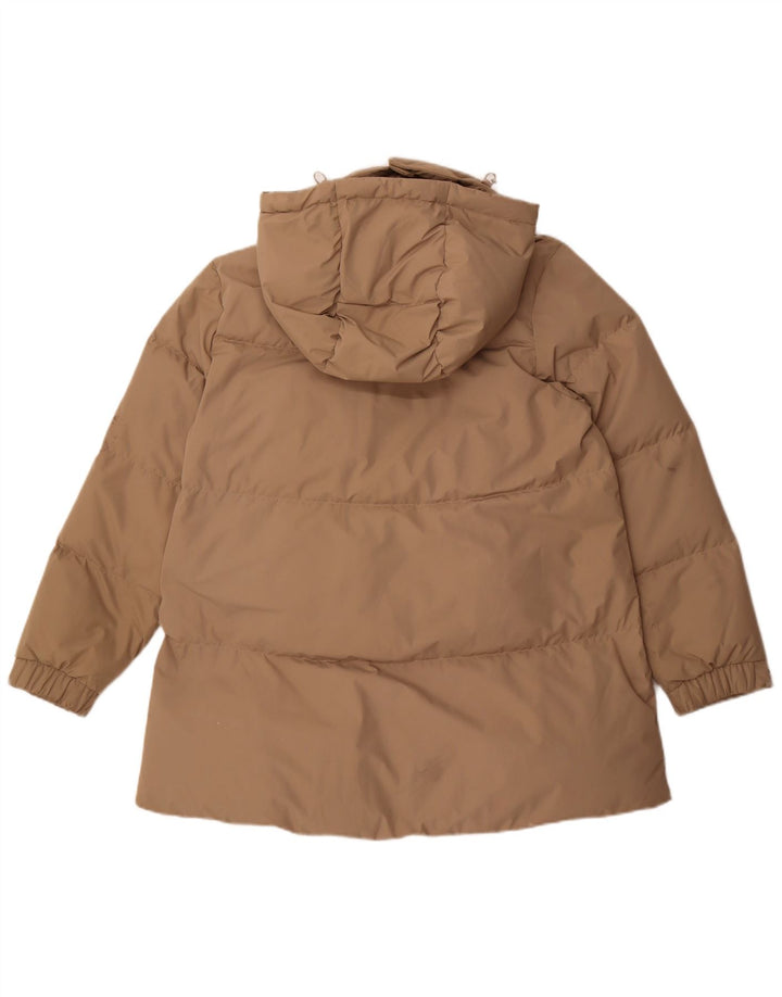 Jaqueta feminina acolchoada com capuz grande Massimo Dutti Reino Unido 6 XS poliéster bege