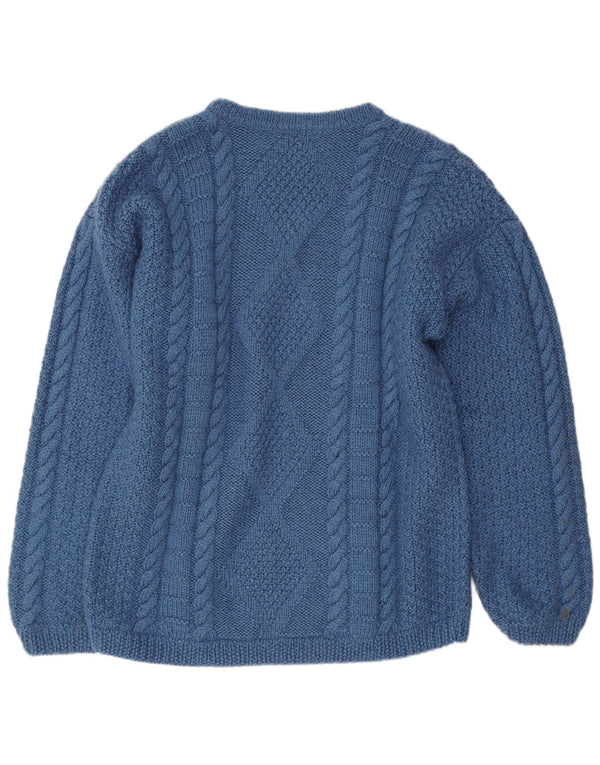 Suéter vintage masculino com gola canoa azul médio