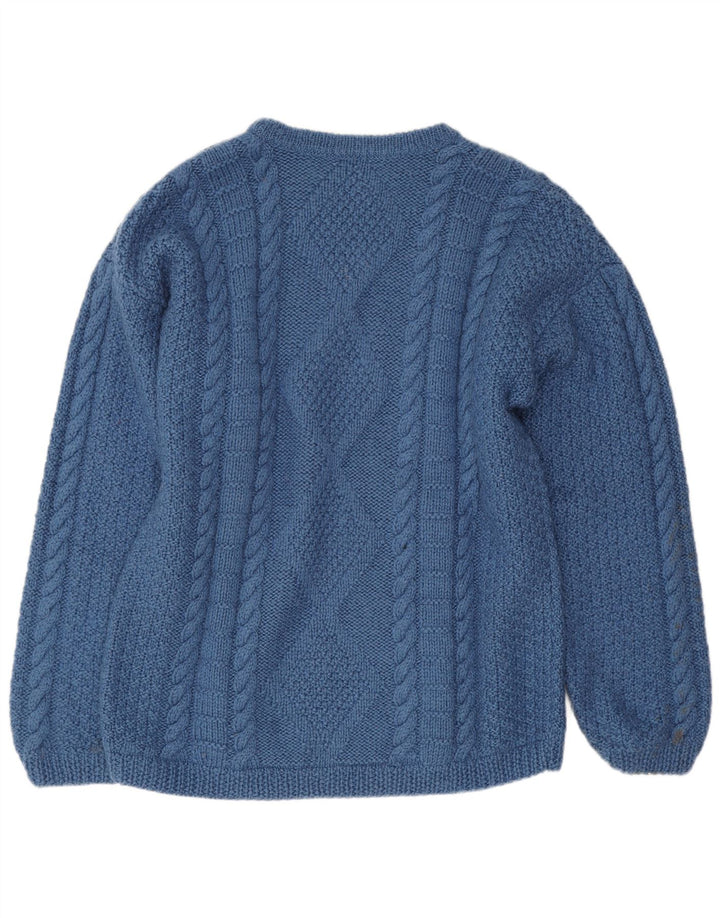 Suéter vintage masculino com gola canoa azul médio