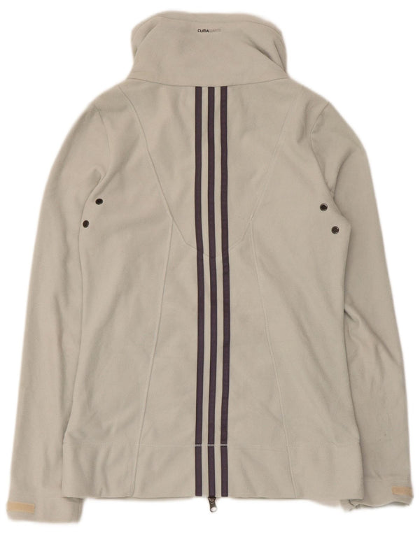 Jaqueta de lã feminina Adidas UK 12 poliéster listrado cinza médio