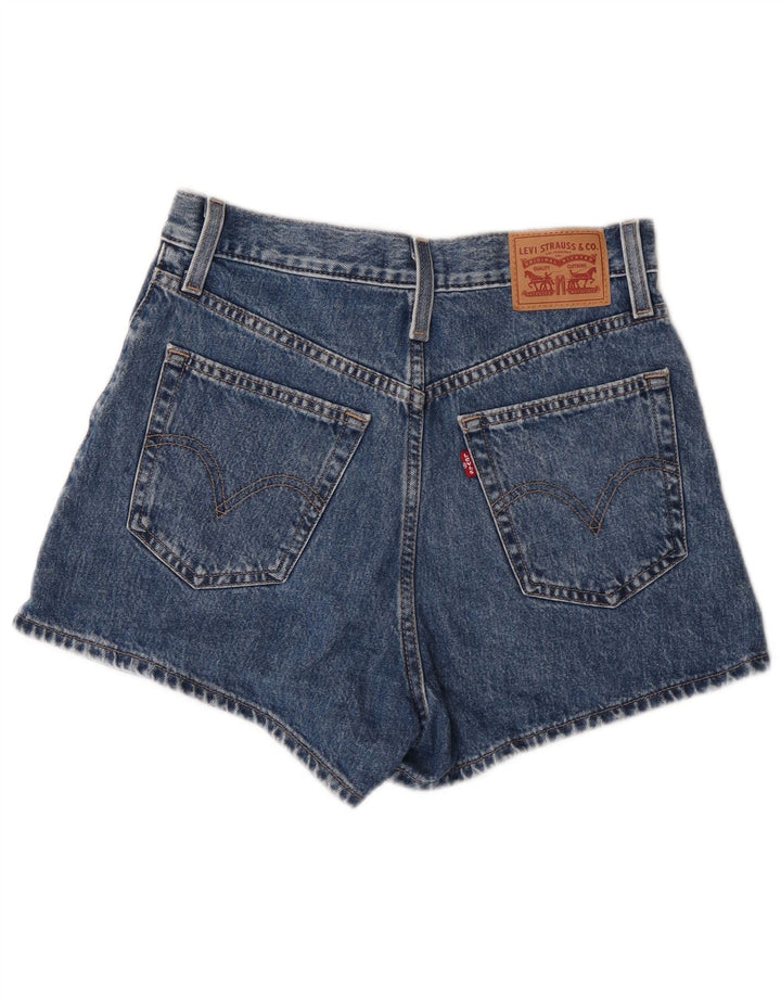 Shorts jeans feminino de cintura alta Levi's W27 pequeno algodão azul