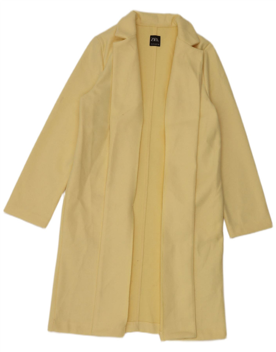 Sobretudo aberto feminino Zara UK 16 grande poliéster amarelo