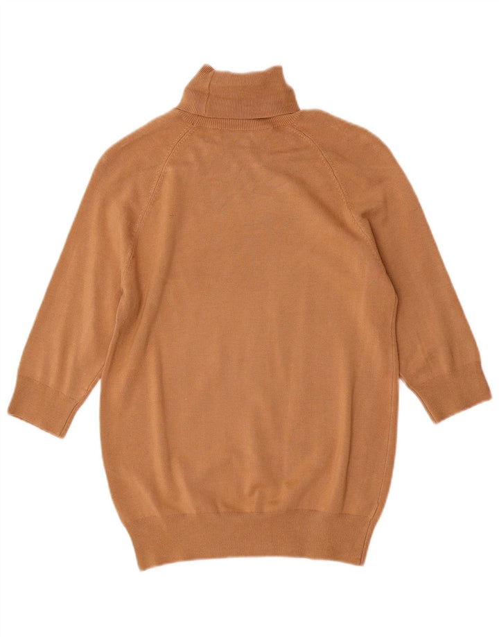 Suéter feminino ZARA Longline com gola redonda Reino Unido 12 viscose marrom médio