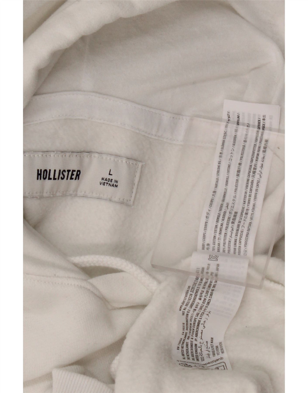 HOLLISTER moletom com capuz masculino grande algodão branco