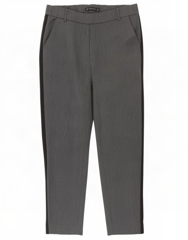 Zara Calça feminina Trafaluc Crop Chino pequena W26 L25 cinza colorblock