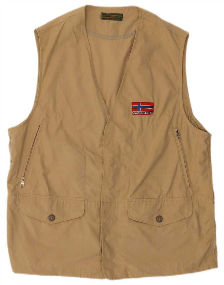 Colete utilitário masculino vintage IT 40/42 algodão bege médio