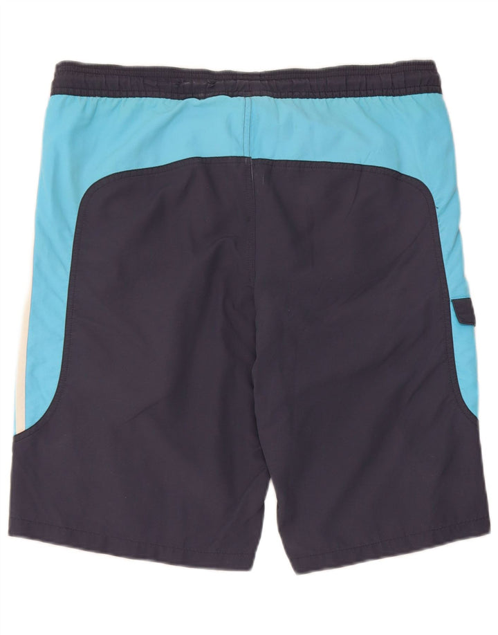 Shorts de natação masculinos Adidas Cargo pequeno poliéster colorblock azul marinho