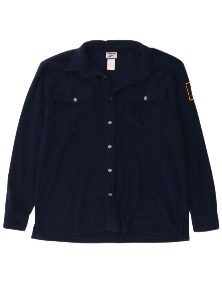 Camisa de lã masculina Reebok grande poliéster azul marinho