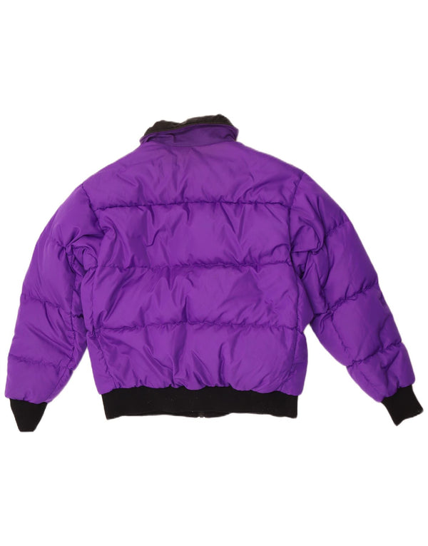 Jaqueta acolchoada reversível feminina Columbia UK 16 grande bloco colorido roxo