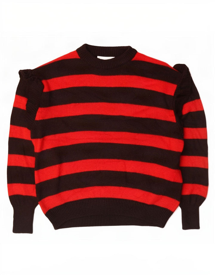Suéter feminino Zara com gola canoa grande e listrado preto médio Reino Unido 14