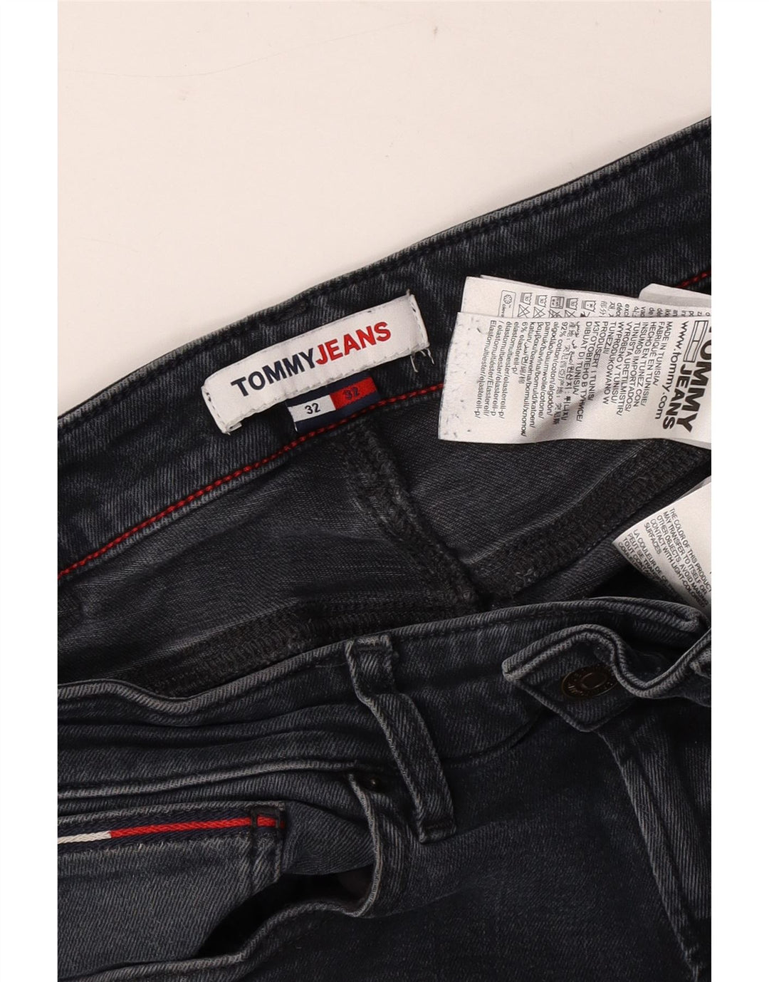 Tommy Hilfiger Masculino Slim Jeans W32 L32 Cinza Algodão