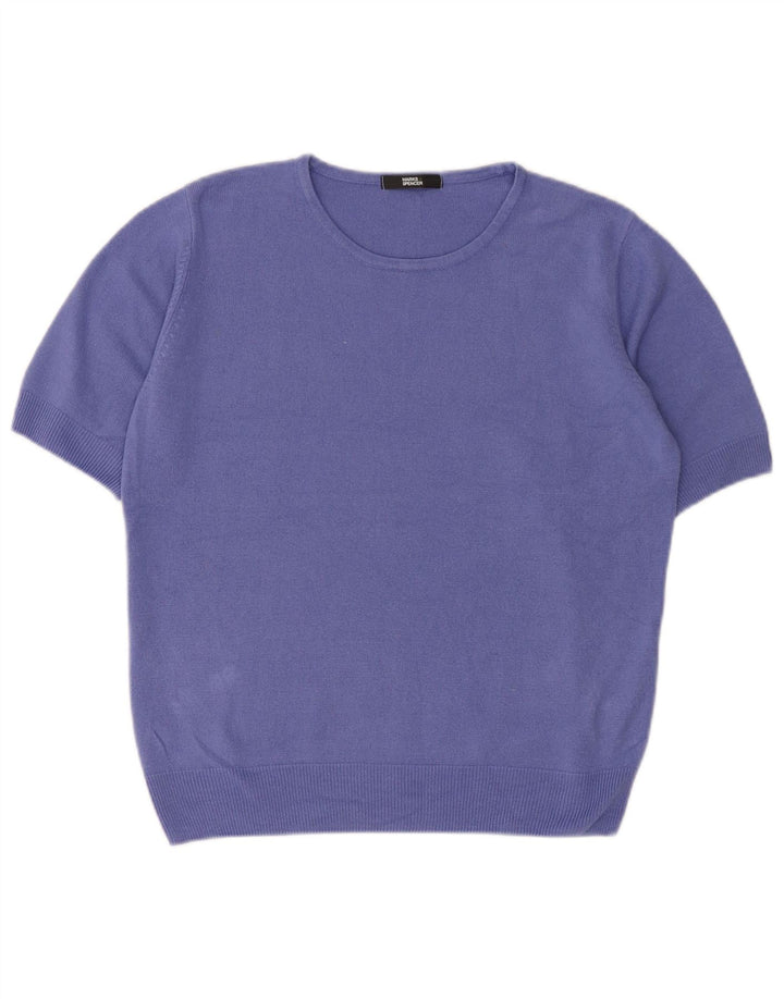 Suéter feminino Marks & Spencer com gola canoa Reino Unido 14 médio roxo